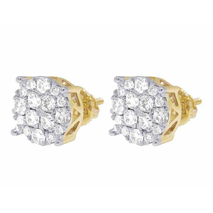 Luxury <b>Silver</b> Statement Earrings with Lab Grown Diamonds 10K Gold Plated Iced Out Style Jewelry for Party Gifts - Product Image 1