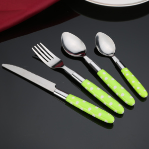Ensemble de couverts en acier inoxydable à poignée à pois, cuillère, couteau, fourchette, cuillère à café, 24 pièces - Product Image 3
