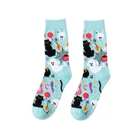 2026 Chaussettes en coton tendance, amusantes, à motifs de bandes dessinées et de dessins animés, personnalisées, de type tube, de créateur, pour Halloween