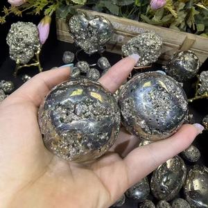Prix de gros usine : Pierre de pyrite roulée, forme cœur, pierre de paume, pyramide, pour ornement Feng Shui - Product Image 5