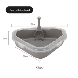 Dreieckige Halbgeschlossene Katzentoilette Große Größe Anti-Spritz Anti-Geruch Katzentoilette mit Schaufel für Katzen und Welpen - Product Image 2