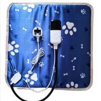 Coussin chauffant électrique imperméable en cuir avec affichage numérique, pour animaux de compagnie (chats et chiens), 110V, motif patte et os, forme carrée ou rectangulaire