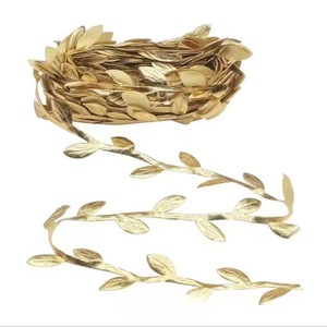 Feuilles de saule en rotin artificiel, dorées et argentées, en relief, pour décorations de couronnes, accessoires pour cheveux DIY, fournitures artisanales - Product Image 2