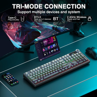 Clavier de jeu mécanique sans fil AULA F108 PRO RGB avec écran et bouton, clavier pleine grandeur avec batterie 8000mAh