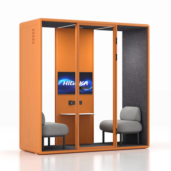 Indoor Large Space 4 Seats OEM Prefab Houses Customize Soundproof Conference Working Booth Acoustic Silence Garden Office Pod