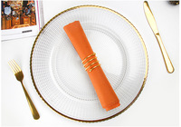 Assiettes de présentation en verre pour mariage avec bord doré, vente en gros