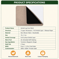 Patch Confort Jambes Soin Doux à l'Extrait Herbal 7cm*10cm Certifié CE OEM Marque Privée Faible MOQ Fournisseur en Gros Vrac Femmes Hommes