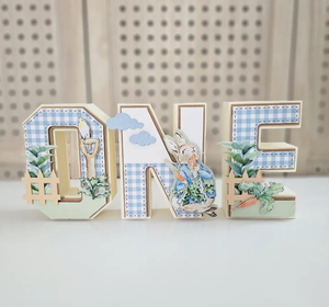 Peter Rabbit 3D Letters Decor 1St Birthday Easter Wooden Decoration - Product Image 1