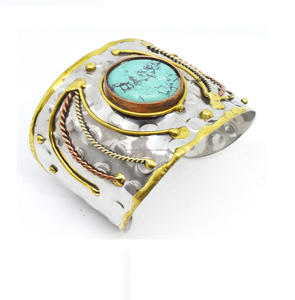 Bracelet en métal en laiton avec bijoux de mode en laiton faits à la main en inde pour Offre Spéciale Bracelets de manchette en pierre - Product Image 6