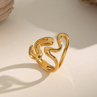 Bague ouverte à motif géométrique pour femme en acier inoxydable plaqué or 18 carats PVD, style moderne minimaliste, ajustable, pour usage quotidien, cadeau élégant