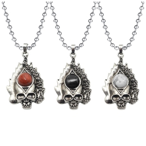 Haute qualité en acier inoxydable longue chaîne à maillons Nature pierre ronde charmant pendentif <span class=keywords><strong>collier</strong></span> bijoux avec une pierre précieuse à bas prix - Product Image 5