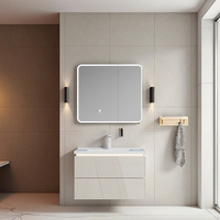 Vanité de salle de bain Usine Prix de gros Blanc Peinture Pvc Vanité de salle de bain Armoire Ensemble