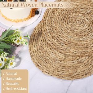 Woven Place <b>Mats</b> Rattan <b>Plate</b> Chargers Seagrass Placemat Woven Placemats Round Rattan Charger <b>Plates</b> Rattan Placemats Round - Product Image 3