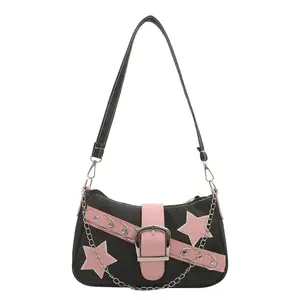 Sac à bandoulière Spicy Girl Cowboy rétro avec rivets et étoiles, sac sous le bras pour femme, sacoche portable à chaîne pour femme - Product Image 6