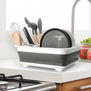 Foldable <b>Dish</b> Drainer With Tray Square Collapsible Kitchen Utensil Organizer <b>Dish</b> <b>Rack</b> - Product Image 4