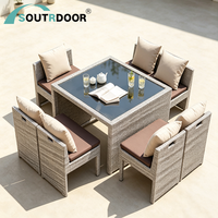 Ensemble de mobilier de terrasse moderne en aluminium 2026, pliable, léger et durable, 5 pièces, pour hôtels et bistrots, chaises et table de loisirs d'extérieur