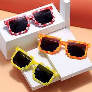 Lunettes de soleil personnalisées avec logo, pour hommes et femmes, pour fêtes, amusantes, carrées, dessin animé, hip-hop, fête d'anniversaire, cosplay, mosaïque de pixels, pour hommes et femmes - Product Image 3