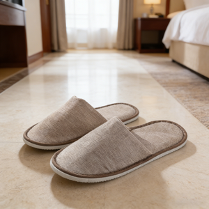 Chaussons jetables écologiques et recyclables pour <span class=keywords><strong>hôtel</strong></span>, série J en lin à 7 ondulations, éponge 0,2, petit talon pour spa, vacances, vente en gros - Product Image 5