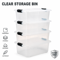 Bacs de rangement Yunuoxi avec couvercles, lot de 4, empilables, transparents, avec fermoirs noirs, vente en gros, directement de l'usine