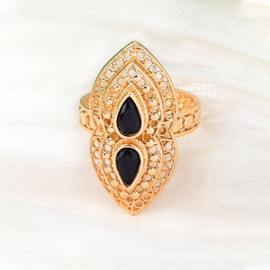 Middle East Hot Sale Fine Custom Geometry 18K <strong>Gold</strong> Plated Brass <strong>Vintage</strong> Gemstone Adjustable Water Drop Jewelry <strong>Rings</strong>