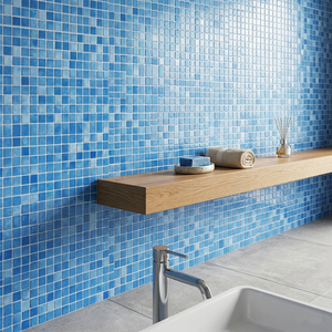 Mosaïque de verre bleu méridien mélangé pour piscine, tuiles pressées à sec, décoration murale pour piscine, spa, salle de bain, haute qualité - Product Image 4