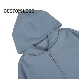 Роскошная однотонная Толстая Толстовка из 100% французской махровые толстовки с капюшоном на молнии с двойной молнией на заказ - Product Image 3