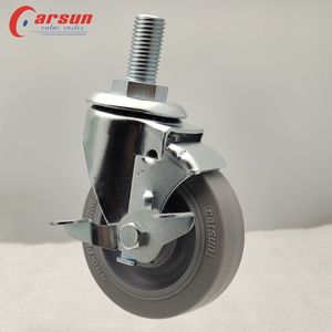 Ruedas de caucho termoplástico con vástago roscado compatibles con OEM, de 3 a 5 pulgadas, rueda giratoria de acero rígido TPR - Product Image 3