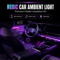 Kit d'éclairage d'ambiance LED RGB pour voiture, bande lumineuse intérieure 12V 5W, éclairage intérieur universel en acrylique, ajustement standard, contrôle par application, garantie 1 an