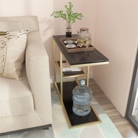 Table d'appoint de canapé moderne en acier inoxydable et marbre doré, nouveau Design, étagère à trois couches pour la Table centrale du canapé du salon