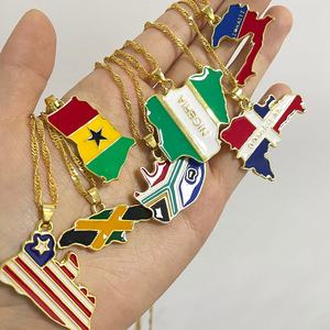 New Gold Wold Land Kaart Vlag Ketting Afrikaanse Cavia Ghana Liberia Onderzeese Jamaica Zuid-afrika Congo Honduras Hanger Ketting - Product Image 1