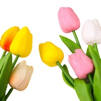 Mini-tulipes artificielles en PU effet toucher réel, haute fidélité, à tige unique, pour décoration de mariage, maison, fête, table