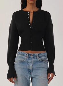 <span class=keywords><strong>Pull</strong></span> en tricot côtelé pour femme à manches longues avec logo personnalisé - Product Image 4