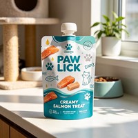 Pochette souple personnalisée anti-fuite avec bec verseur et bouchon à vis, qualité alimentaire sans BPA, pour emballage de liquides pour animaux de compagnie (chats, chiens)