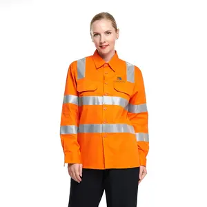 Hi Vis Work Pant With Reflective Tape Cotton Drill Safety Shirt and Pant Men's PPE Clothing