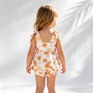 A26-14 OEM/ODM Mono de Verano para Niñas, Sin Mangas, Largo a Media Pantorrilla, Tirantes Ajustables, Estampado de Leopardo - Product Image 5