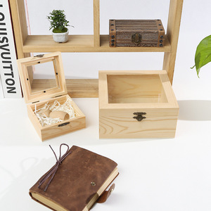 Wooden <b>Gift</b> <b>Box</b> Pine Wood Square With Glass Lid Handmade Craft Packaging For Souvenirs And <b>Gifts</b> - Product Image 1