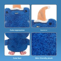 Peluche grenouille amusante Printemps Enchanté, bleue, en forme de pierre à encre, coussin compagnon, cadeau d'anniversaire unisexe, polyester et coton PP
