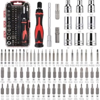Ensemble de 73 outils de précision magnétiques à cliquet en acier au chrome-vanadium avec tournevis électroniques et mallette de transport pour la réparation