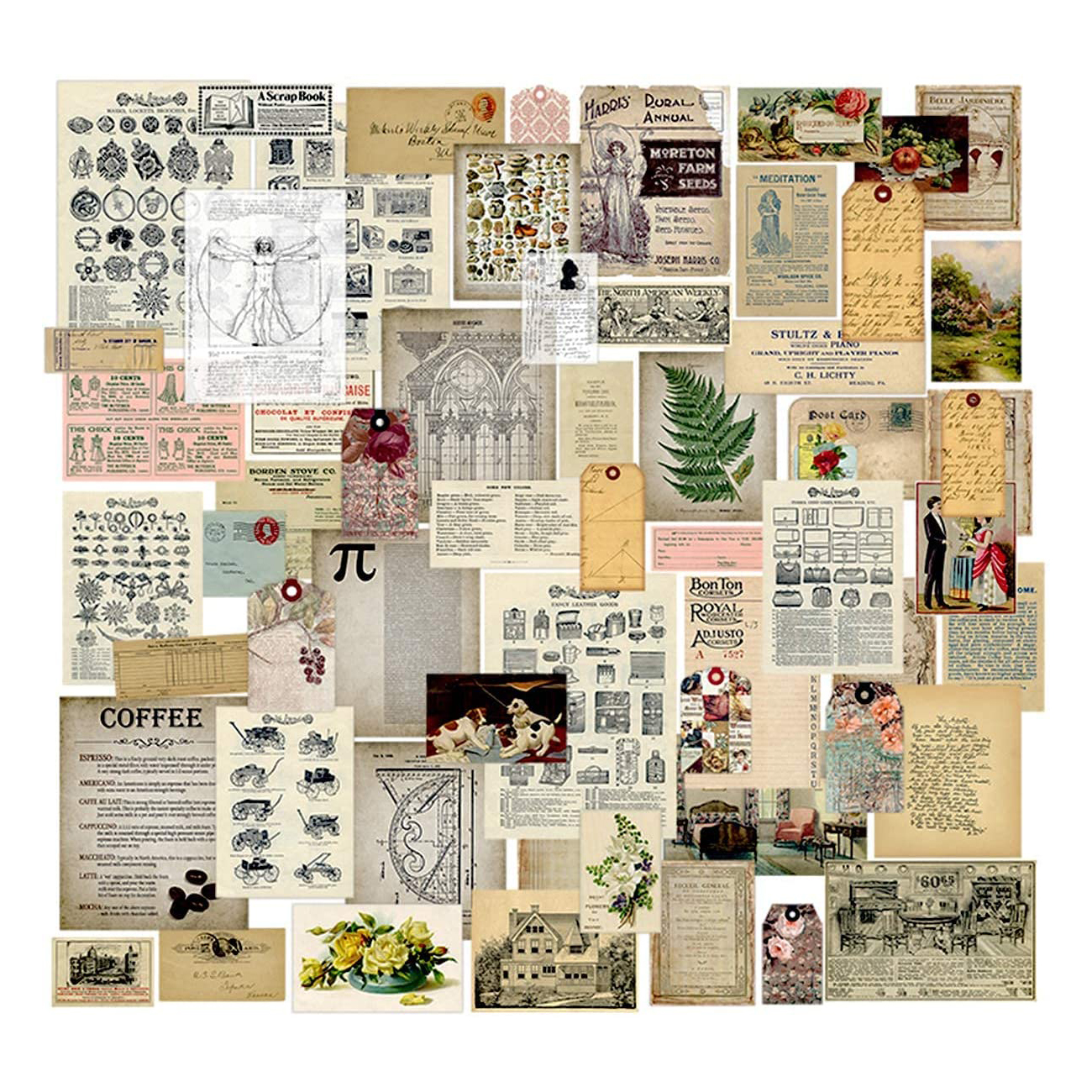 Vintage Journal Ephemera Pack Scrapbooking Accessories Collage Kit Stickers Designer Mixed Media Supplies Paper