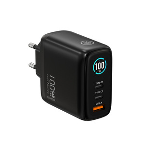 <span class=keywords><strong>Chargeur</strong></span> rapide USB C 3 ports 100W GaN TFT avec écran intelligent et contrôle par empreinte digitale, adaptateur de voyage universel pour ordinateur portable, tablette et téléphone - Product Image 1