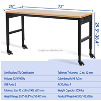 Banc de travail robuste pour garage et atelier, réglable en hauteur, avec plateau en bois, personnalisable OEM/ODM/OBM, avec panneau perforé et tiroirs