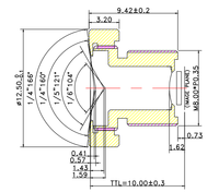 Objectif M8 1/4'' capteur 5MP F2.4 1.7mm 166° grand angle pour vidéosurveillance / maison intelligente