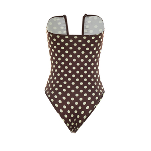Viviblook C26BS095 Traje de baño de una pieza de verano para mujer, traje de baño Sexy sin tirantes con estampado de lunares Retro, traje de baño para mujer, ropa de playa - Product Image 6