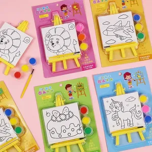 <span class=keywords><strong>Mini</strong></span> Set da Pittura per Bambini con <span class=keywords><strong>Mini</strong></span> Cavalletto, Colori Acrilici, Pennello, Giocattolo da Colorare con Animali Cartoon, Regalo per Bambini - Product Image 3