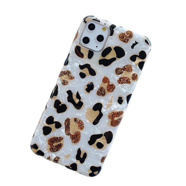 Leopard Pearl Print Color IMD Phone case TPU and PC Half Wrapped Shockproof Cell Phone case for iPhone 11 Pro Max