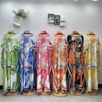 Nouvelle Robe Longue Ample Imprimée Dashiki Kaftan pour Femmes Africaines Grande Taille à Manches Courtes Style Abaya Tendance