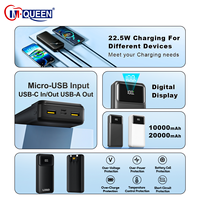 Batterie externe OEM à charge rapide, chargeur portable, banques d'alimentation, station d'alimentation 10000 mAh, batterie externe 20000 mAh avec câble pour téléphone