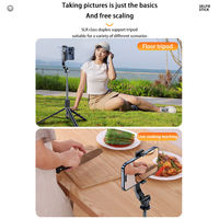 Trépied 3-en-1 de 1,7 m pour téléphone, en acier inoxydable, avec télécommande sans fil pour photographie mobile et perche à selfie
