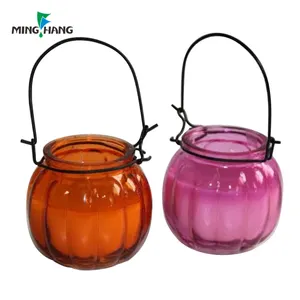 哑光切割玻璃黑色磨砂黄色罐子粉红色装饰空支架紫色2.65盎司琥珀色烛罐