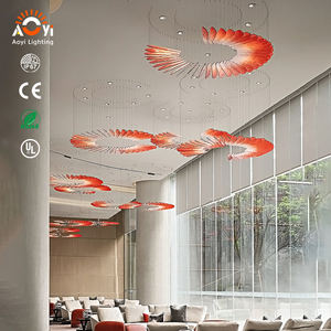 Lámpara <span class=keywords><strong>de</strong></span> Techo LED con Forma <span class=keywords><strong>de</strong></span> Pluma Hecha a Mano por Aoyi Lighting - Decoración <span class=keywords><strong>de</strong></span> Arte Oriental para Residencias y Mansiones <span class=keywords><strong>de</strong></span> Alta Gama - Product Image 1